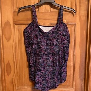 Women’s 2 Piece Swim Dress With Adjustable Straps Removable Pads Multi Color XXL